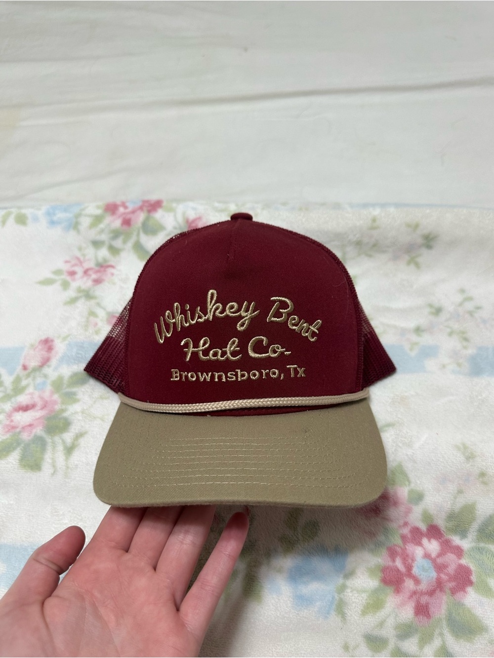 Two-Tone Trucker Cap - Burgundy & Tan
